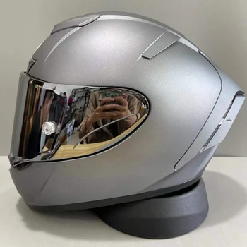 Полнолицевый мотоциклетный шлем X-Spirit II Серебристый шлем X-Четырнадцать Спортивный гоночный шлем мотоциклетный шлем