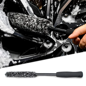 Щетка для мытья колес из микрофибры с длинной ручкой, нескользящие автомобильные щетки для колес, инструменты для чистки автомобилей, Щетка для колес, 1 шт.
