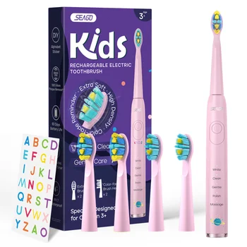 Детская Электрическая зубная щетка SG-2303 для детей старше 6 лет, 5 режимов, Перезаряжаемая, IPX7, Водонепроницаемая, со звуковой сменной головкой