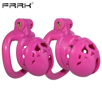 FRRK Locked Life Розовая Пластиковая Клетка Целомудрия с кольцами для пениса 4 Размеров, Секс-товары для взрослых, Любовные игрушки, Сексуальный магазин 18 всех Стандартных