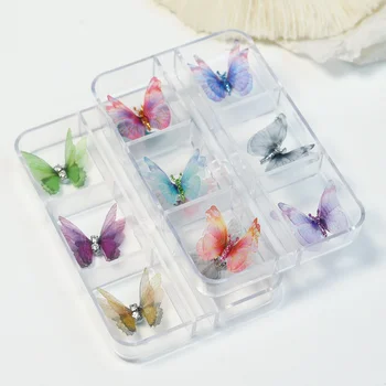 6 шт./кор. 3D Подвески для ногтей из смолы, Разноцветные Детали для ногтей с бабочками, Аксессуары Kawaii, украшение для ногтей 