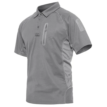 Горячая мужская летняя тактическая футболка-поло с карманом на молнии, Дышащая быстросохнущая рубашка для гольфа, рыбалки, велоспорта, Карго с коротким рукавом