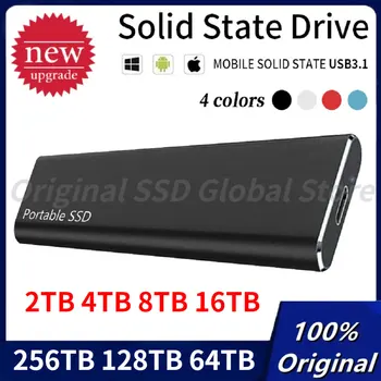 Новый 1 ТБ 2 ТБ 256 ТБ Портативный SSD USB 3,1 Высокоскоростной Внешний жесткий диск Мобильный Твердотельный накопитель Type-C для Ноутбука Mac