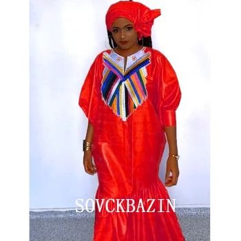 Африканское блестящее традиционное платье Bazin 2023, Высококачественные новые оригинальные длинные платья Basin Rich для женщин, одежда для вечеринок, Свадебная одежда