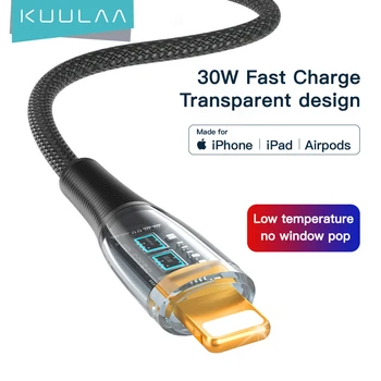 KUULAA USB C Кабель для iPhone 14 13 12 11 Pro Max Mini Xs Xr X 8 iPad MacBook PD 30 Вт Кабель Для Быстрой зарядки Type C Lightning Wire