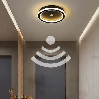Светодиодный потолочный светильник с датчиком движения PIR человека для спальни, коридора, 16 Вт, 14 Вт, 9 Вт, светодиодные индукционные потолочные светильники для дома