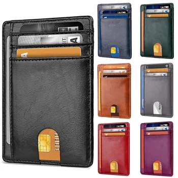 Новый Тонкий Кожаный кошелек с RFID блокировкой, держатель для кредитных ID-карт, кошелек, чехол для денег для мужчин и женщин 2022, Модная сумка, деловая сумка