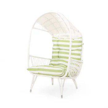 Уличный плетеный стул Maurice с подушкой, белый, зеленый