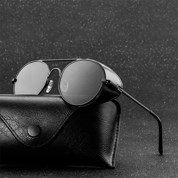 Солнцезащитные очки в стиле ретро стимпанк Для Мужчин И Женщин, Брендовая Дизайнерская Круглая Металлическая Оправа, панк-металлические Щитки, Солнцезащитные Очки Gafas de Sol