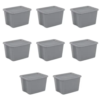Пластиковая коробка-тоут на 18 галлонов, набор из 8 Пластиковых штабелируемых ящиков для хранения, корзина для хранения, ящик для хранения