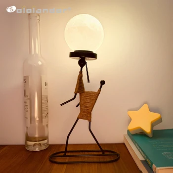 Металлические Фигурки человека, ночники, 3D принт, светодиодная лампа с Луной, Лампа для сна, мягкий свет, настольная лампа, украшения для комнаты, Прямая поставка