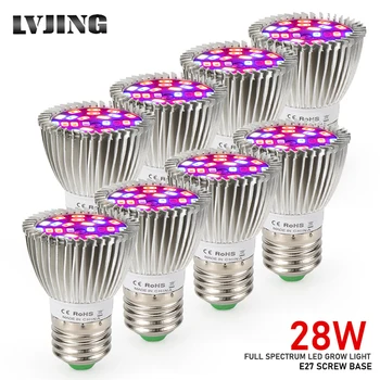 LVJING Светодиодный светильник для выращивания фитогидропоники E27 Лампа полного спектра 85-265 В УФ-ИК-лампа для растений, Цветочная рассада, фитолампа