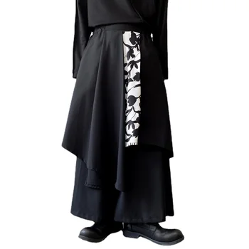 Новый Мужской Японский стиль, Черный Цвет, Свободные Длинные Повседневные брюки, Юбка, брюки, слаксы