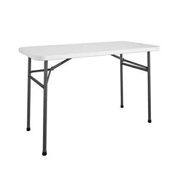 4 фута Прямой складной стол для работы, белый, для помещений и улицы, Переносной стол, для кемпинга, багажника и стола для рукоделия