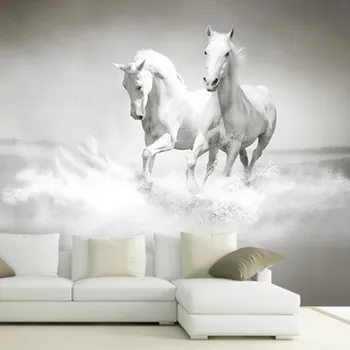 beibehang обои для стен 3 d Белая лошадь большая фреска континентальная задняя стена диван спальня ТВ фон 3d настенные обои