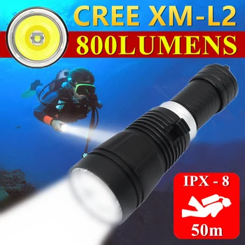CREE XM-L2 Ультра Яркий светодиодный фонарик для Дайвинга IPX-8 Водонепроницаемый Фонарь для подводного погружения на 50 м, Заполняющие огни, Охотничий фонарь на открытом воздухе