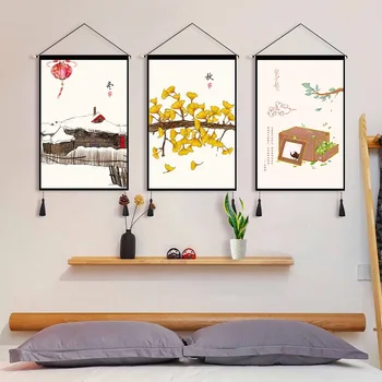 Настенная живопись в китайском стиле, гостиная, Спальня, Винтажный декор комнаты, эстетический Плакат, Гобелен, настенное художественное украшение, картина, висящая