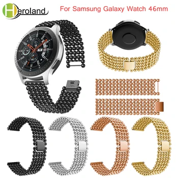 Для Samsung Galaxy Watch 46 мм ремешок новый Браслет в стиле Бисера Ремешок для часов Huami 2S Из нержавеющей Стали Замена smart wirst черный