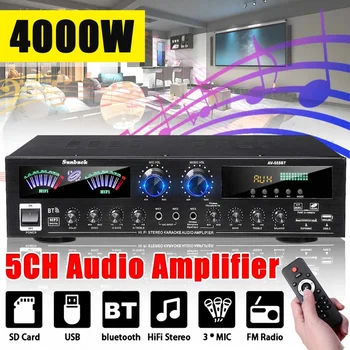 SUNBUCK AV555BT 4000 Вт 5-канальный Усилитель для домашнего Кинотеатра 12 В bluetooth Домашний Усилитель Мощности Аудио Стерео amplificador FM USB SD 3Mic