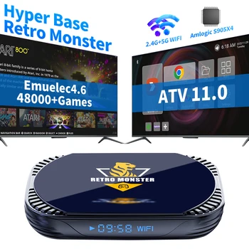 Игровая консоль Amlogic S905X4 Android 11,0 и Emuelec 4,6 4K HD Игровая коробка с 48000 + играми для PS1/PSP/N64/DC/SS/MAME/CD и т. Д