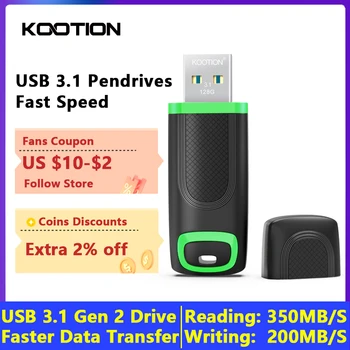 KOOTION U51 USB 3,1 Флэш-накопитель Pendrive 200 МБ/С./С. Быстрая скорость Memory Stick 256 ГБ 128 ГБ 64 ГБ USB3.1 Флеш-накопители U Диск Для ПК