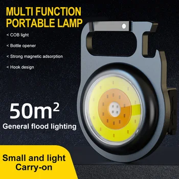 Портативный Мини светодиодный фонарь для кемпинга, USB-брелок для зарядки, фонарик, супер яркий COB-фонарь, наружный рабочий фонарь со штопором