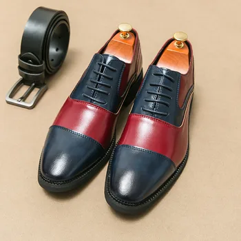 Повседневные мужские модельные туфли из натуральной Кожи в Деловом стиле, Модные мужские Оксфорды на шнуровке, Дышащая Официальная обувь для Светской Жизни, Мужские zapatos de cuero