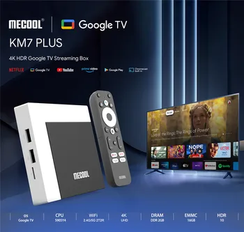 2023 MECOOL KM7 Plus TV Box Android 11 Netflix 4k Google TV S905Y4 2GB DDR4 16GB 100M LAN Глобальный Домашний Медиаплеер Телеприставка