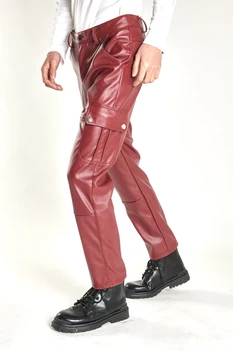 2023 Весенне-осенние камуфляжные повседневные кожаные брюки, мужские кожаные брюки, мотоциклетные ветрозащитные водонепроницаемые грязные кожаные брюки