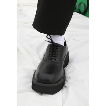 Молодой Человек в японском стиле, черная кожаная обувь на шнуровке, Простая Повседневная офисная обувь, Модные мужские оксфорды, Классные