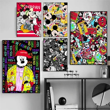 Картины на холсте с Микки Маусом, плакаты Диснея и принты граффити, Мультяшные Аниме, настенные художественные картины для гостиной, украшения дома