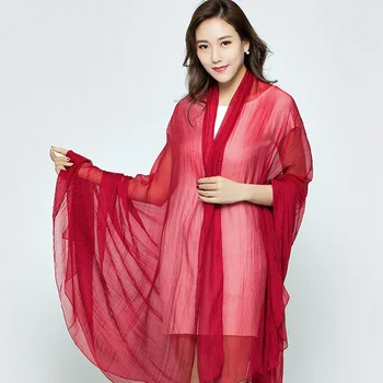 Женская пляжная 170 * 70 см Имитационная шелковая шаль, шифоновая однотонная модная шаль, солнцезащитный шарф