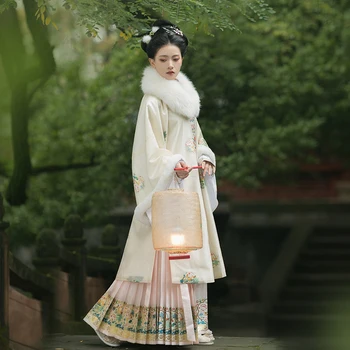 Китайский традиционный оригинальный костюм Hanfu с вышивкой, имитация макияжа династии Мин, пальто с круглым вырезом, костюм Hanfu, наряд