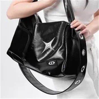 Сумки Через плечо для девочек, Женская эстетичная сумка через плечо в стиле Гранж Y2k Большой емкости, Винтажные простые модные повседневные сумки, универсальные
