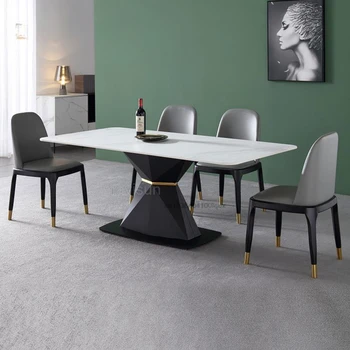 Стол и стулья из итальянской плиты, мраморной доски для Северной Европы, современный простой Набор кухонной мебели для горячей продажи