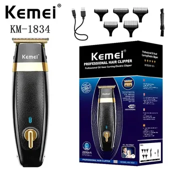 Профессиональная мужская электрическая машинка для стрижки волос Kemei KM-1834, USB-аккумуляторная машинка для стрижки волос, триммер для головки блока цилиндров