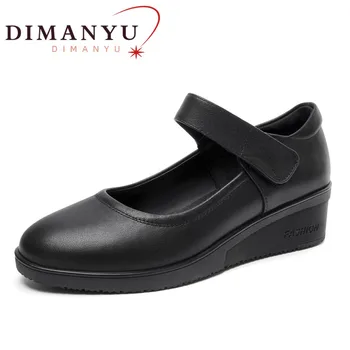 DIMANYU/ Женская обувь на танкетке из натуральной кожи; новинка 2023 года; Большие размеры 41, 42, 43; Обувь для мам; нескользящая женская обувь;