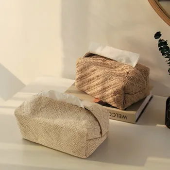 Хлопчатобумажная льняная ткань Художественная коробка для салфеток Простая бумажная коробка Сумка для хранения Креативный дом Гостиная Обеденный стол