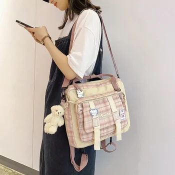 Милый рюкзак с плюшевой булавкой в виде медведя, эстетичные рюкзаки, Японская школьная сумка Ita Bag Back to School Daypack, дорожная сумка