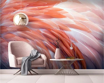 Beibehang Обои на заказ HD, Скандинавское перо фламинго, гостиная, спальня, ТВ-фон, настенные украшения для дома, фрески, 3D обои