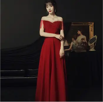 Китайское Свадебное платье Невесты 2023, Новое Женское Красное Летнее Блестящее