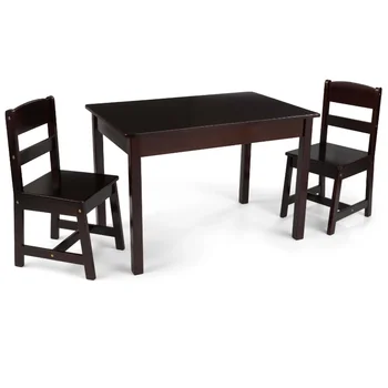 Деревянный прямоугольный стол и 2 стула для детей, школьный стол для эспрессо и стул