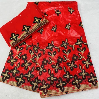 5 + 2 Ярда Новое Поступление, Африканская ткань Bazin Riche Brode С вышивкой Камнями, Кружево С Шарфом, Материал для платья, Нигерийская одежда