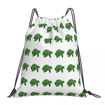 Рюкзаки с зеленой Тропической черепахой, Повседневные Портативные сумки на шнурке, Сумка для хранения на шнурке, сумка для путешествий, школьная сумка