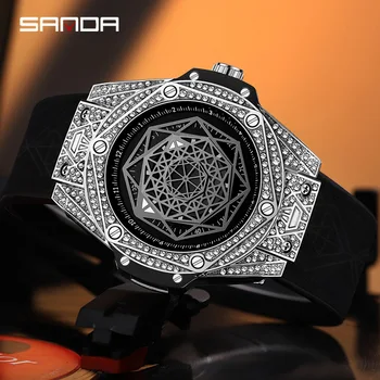 Мужские часы SANDA Diamond, механические часы, трендовые полые водонепроницаемые светящиеся стрелки, Деловые мужские автоматические наручные часы
