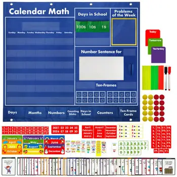 Карманный календарь, математическая диаграмма, карманный календарь для учащихся, обучающие портативные учебные пособия для детского сада, Многоразовый карман