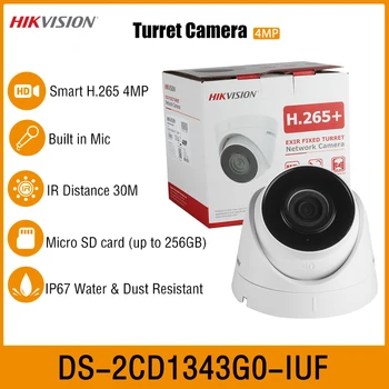 Hikvision DS-2CD1343G0-IUF 4MP H.265 IR30M Турельная WDR Сетевая PoE Купольная IP-камера Безопасности со Встроенным микрофоном IP67 с функцией обнаружения движения