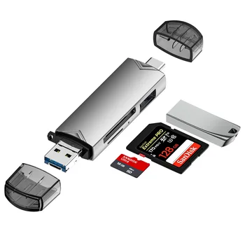 Устройство чтения SD-карт 6 в 1 USB3.0 для Type C Micro USB Универсальный OTG-адаптер Многофункциональный адаптер SD TF Высокоскоростной передачи