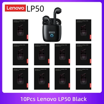 Беспроводные наушники Lenovo LP50 Bluetooth, двойные стереонаушники с микрофоном, спортивные наушники для геймеров, 5/10 штук оптом