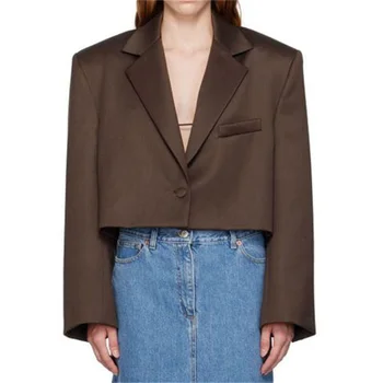 Женская куртка 2023, Осенняя новинка корейской моды, Приталенный женский костюм на одной пуговице, пальто, Высококачественный топ с длинными рукавами, блейзеры y2k